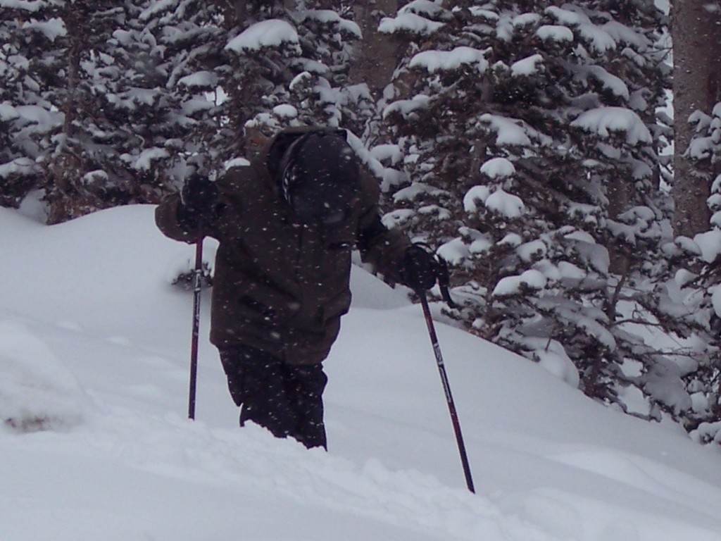 Jake clearing the bindings and dropping in